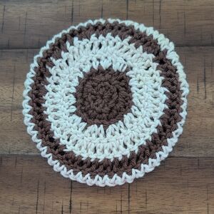 Handmade Brown and Cream Crochet Coaster